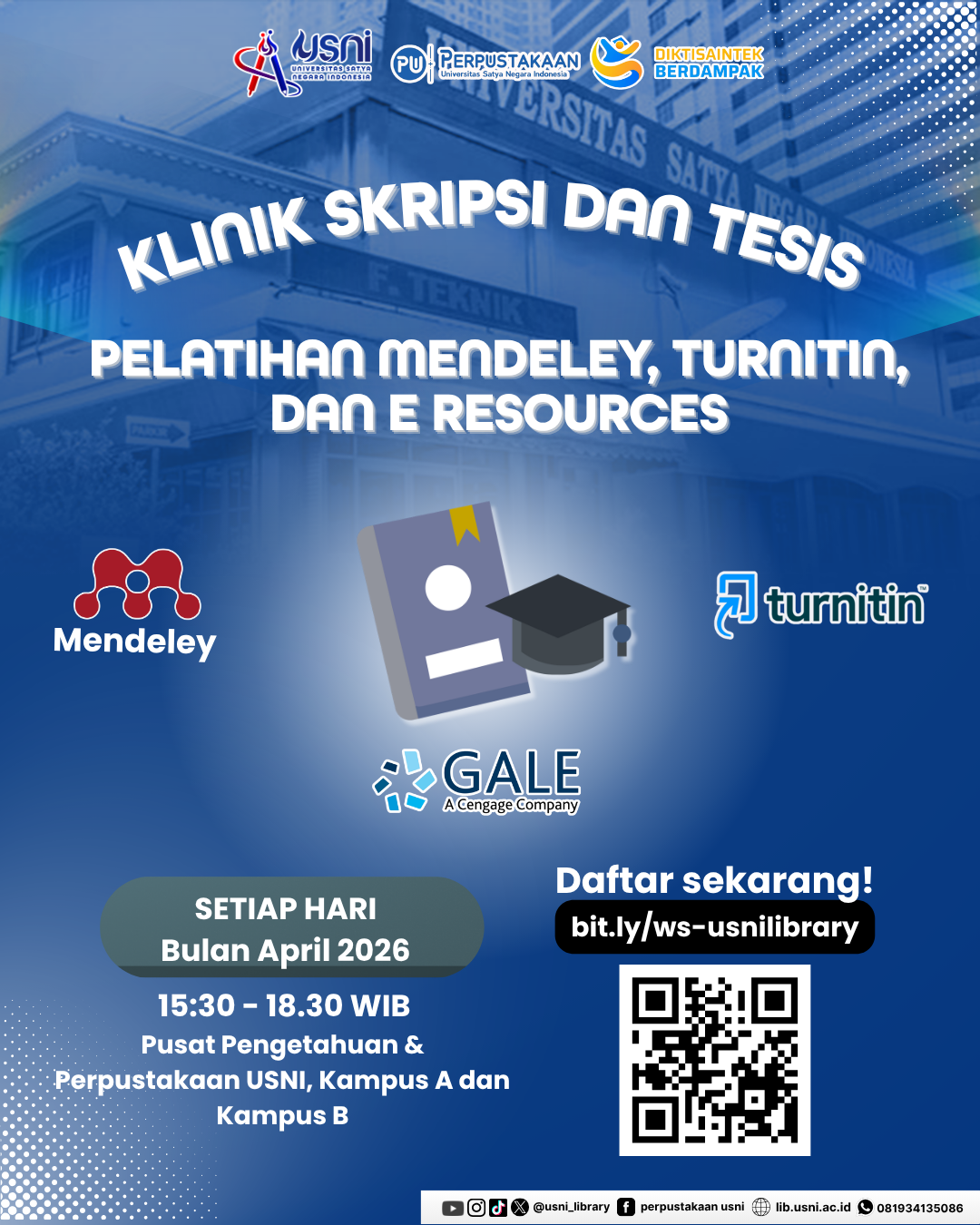 KLINIK SKRIPSI & TESIS : PELATIHAN MENDELEY, TURNITIN & E-RESOURCES